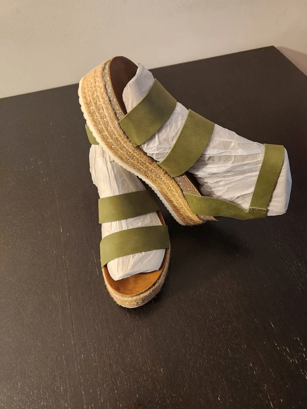 Patrizia Olive Green Strappy Espadrille Platform Sandals